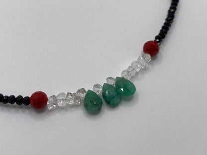 Emerald and Crystal Beaded Necklace