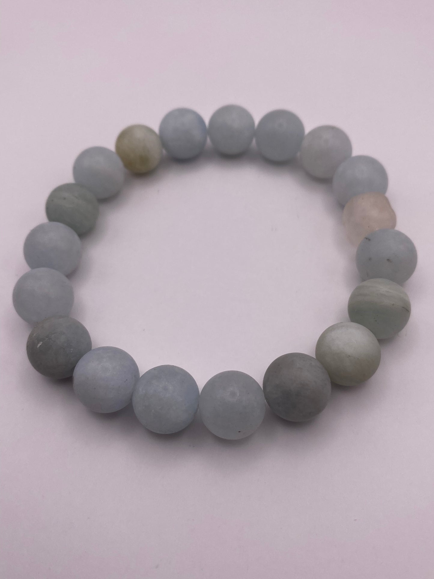 Frosted Aquamarine Beaded Bracelet