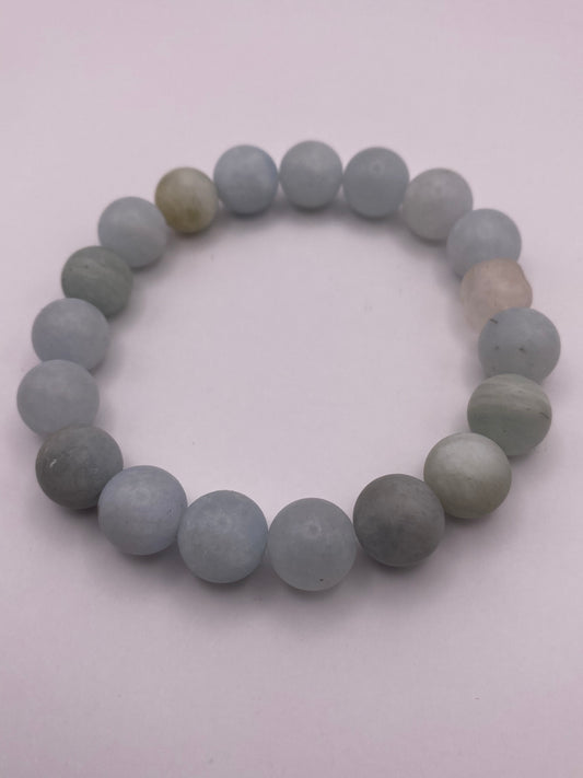 Frosted Aquamarine Beaded Bracelet