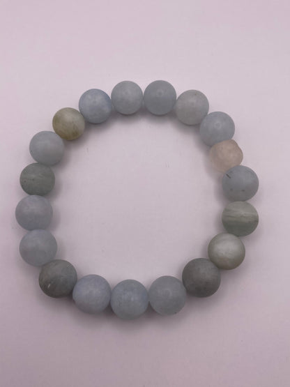 Frosted Aquamarine Beaded Bracelet
