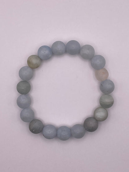 Frosted Aquamarine Beaded Bracelet