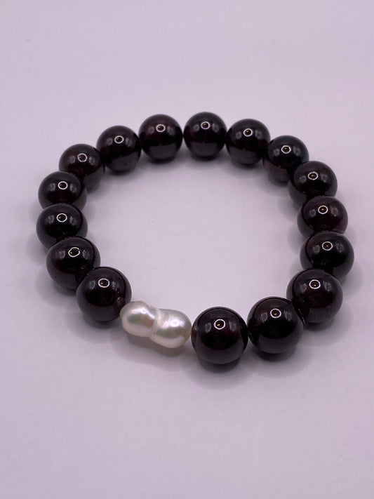 Garnet and Pearl Bracelet