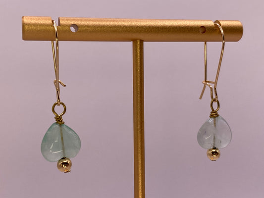 Green Fluorite Heart Earrings