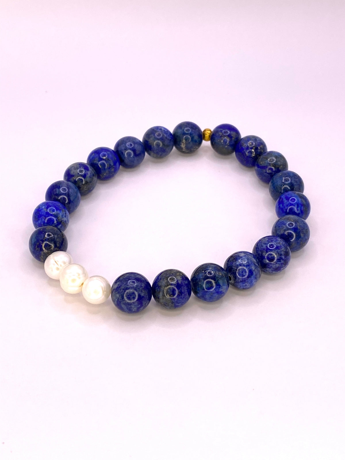 Lapis Lazuli and Three Pearl Bracelet