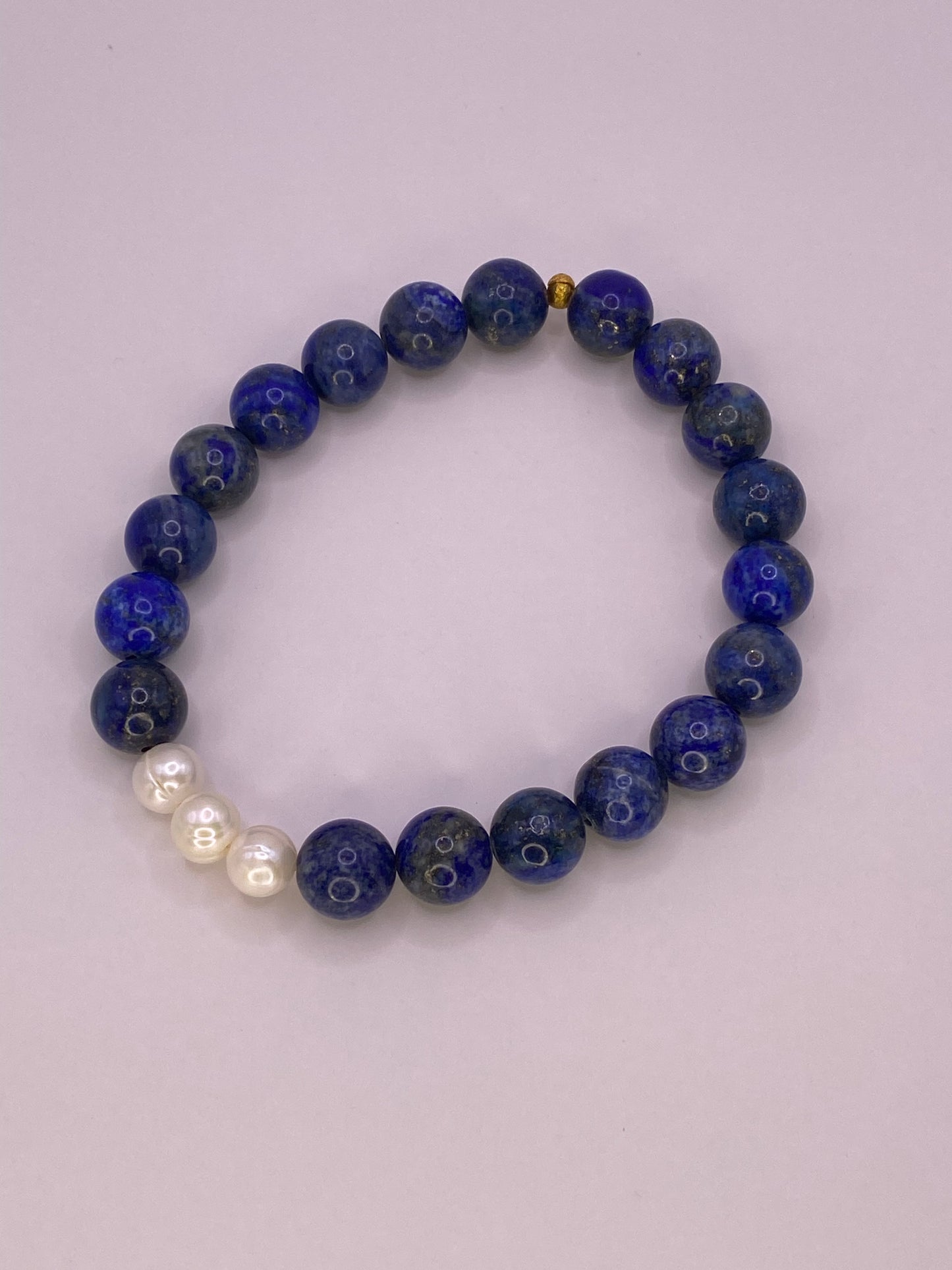 Lapis Lazuli and Three Pearl Bracelet