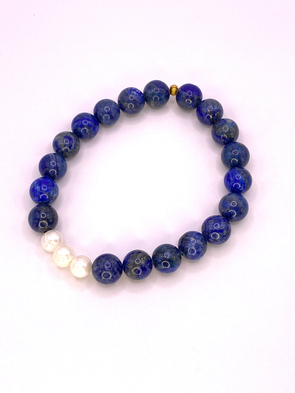 Lapis Lazuli and Three Pearl Bracelet