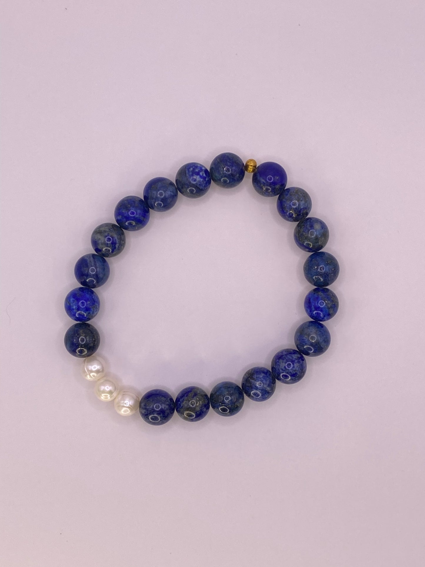 Lapis Lazuli and Three Pearl Bracelet