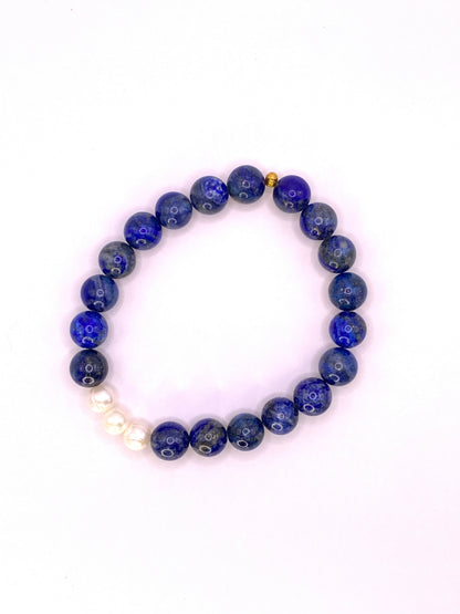 Lapis Lazuli and Three Pearl Bracelet