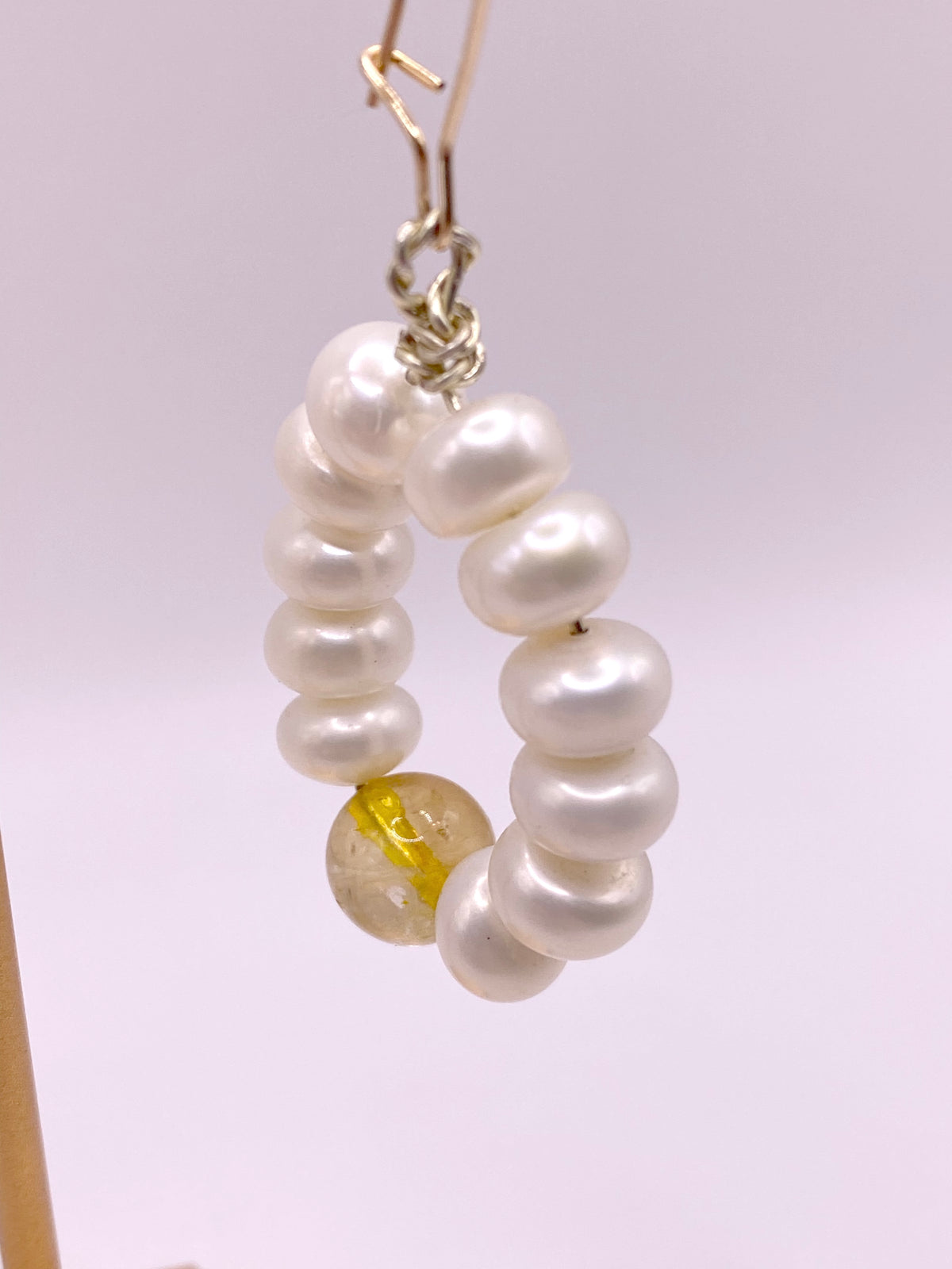 Pearl and Citrine Loop Earrings
