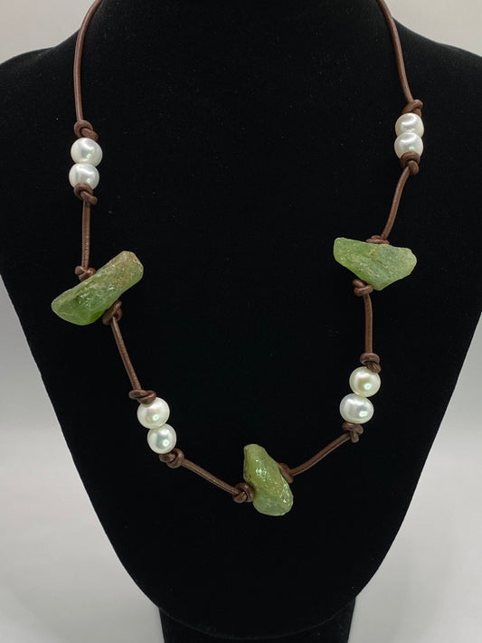 Peridot and Pearl Necklace