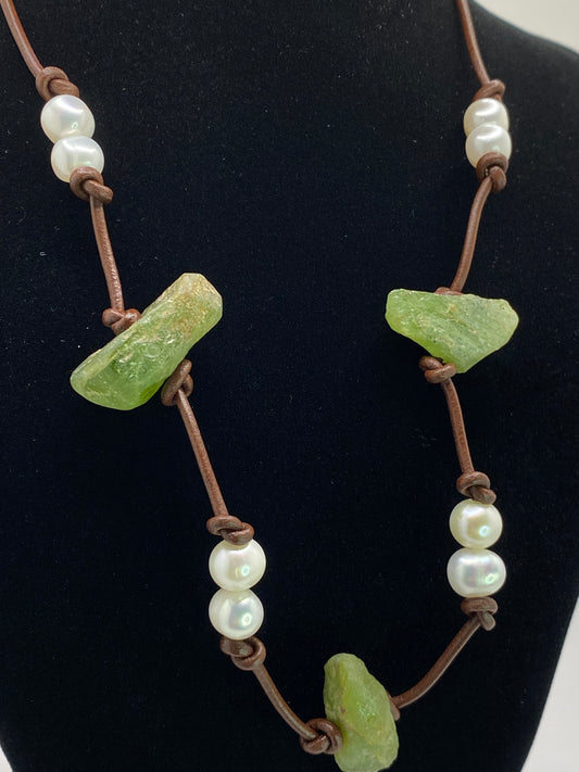 Peridot and Pearl Necklace