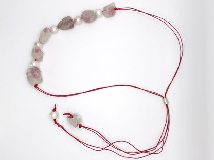 Pink Tourmaline and Pearl Necklace