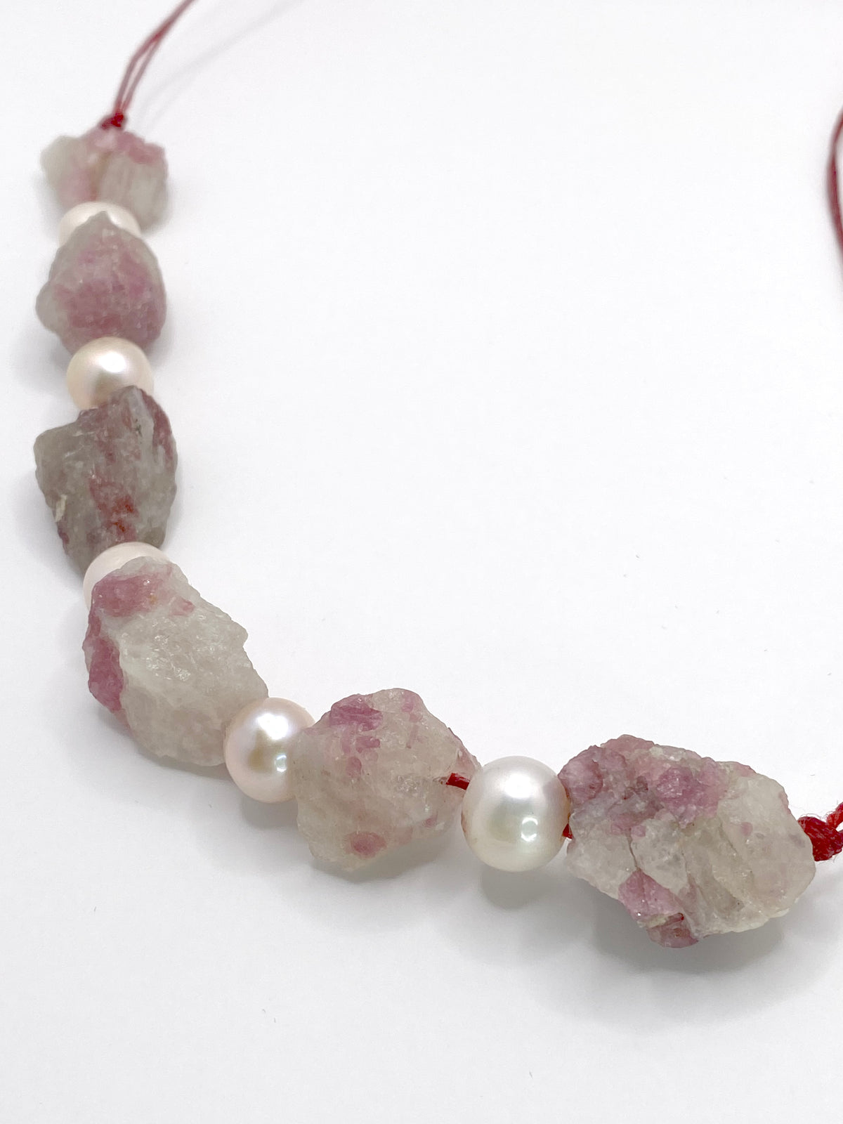 Pink Tourmaline and Pearl Necklace