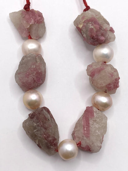 Pink Tourmaline and Pearl Necklace