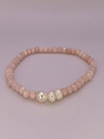 Pink Opal and Pearl Bracelet