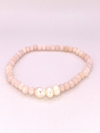 Pink Opal and Pearl Bracelet