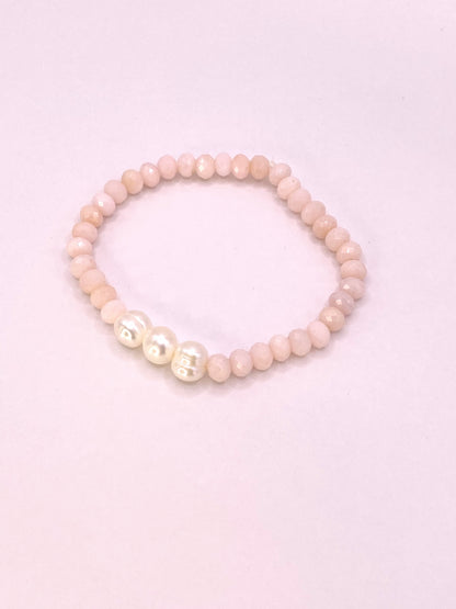 Pink Opal and Pearl Bracelet