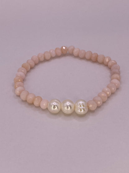 Pink Opal and Pearl Bracelet