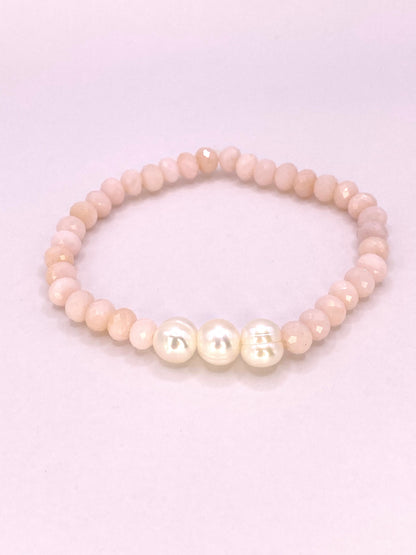 Pink Opal and Pearl Bracelet