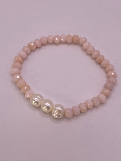 Pink Opal and Pearl Bracelet