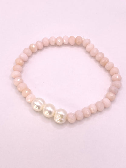 Pink Opal and Pearl Bracelet