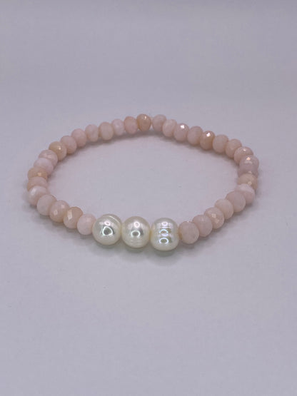 Pink Opal and Pearl Bracelet