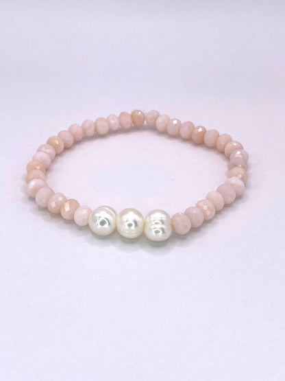 Pink Opal and Pearl Bracelet