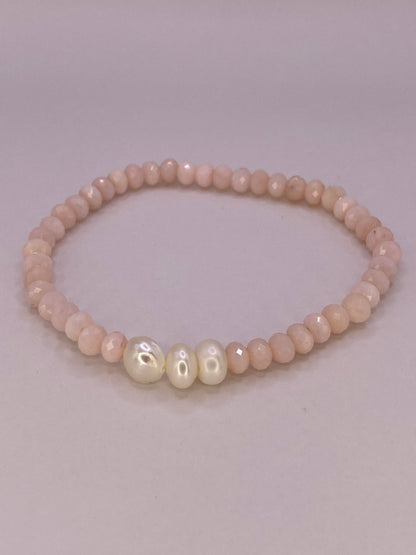 Pink Opal and Pearl Bracelet
