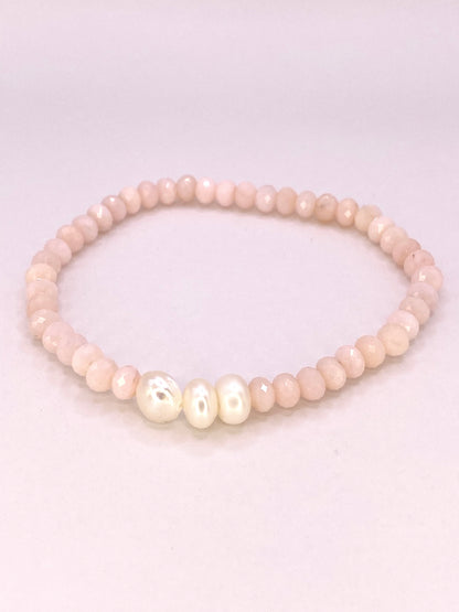 Pink Opal and Pearl Bracelet