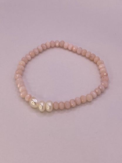 Pink Opal and Pearl Bracelet