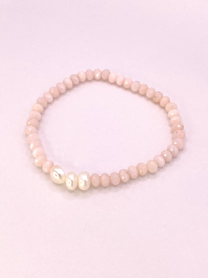 Pink Opal and Pearl Bracelet
