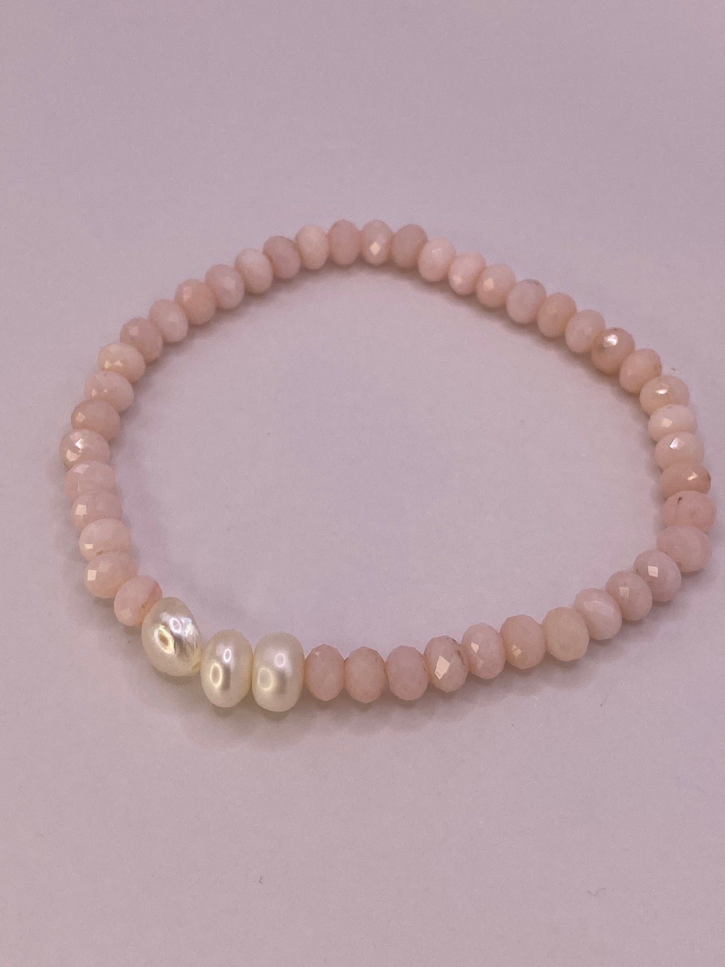 Pink Opal and Pearl Bracelet