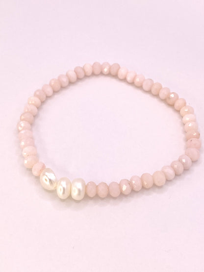 Pink Opal and Pearl Bracelet