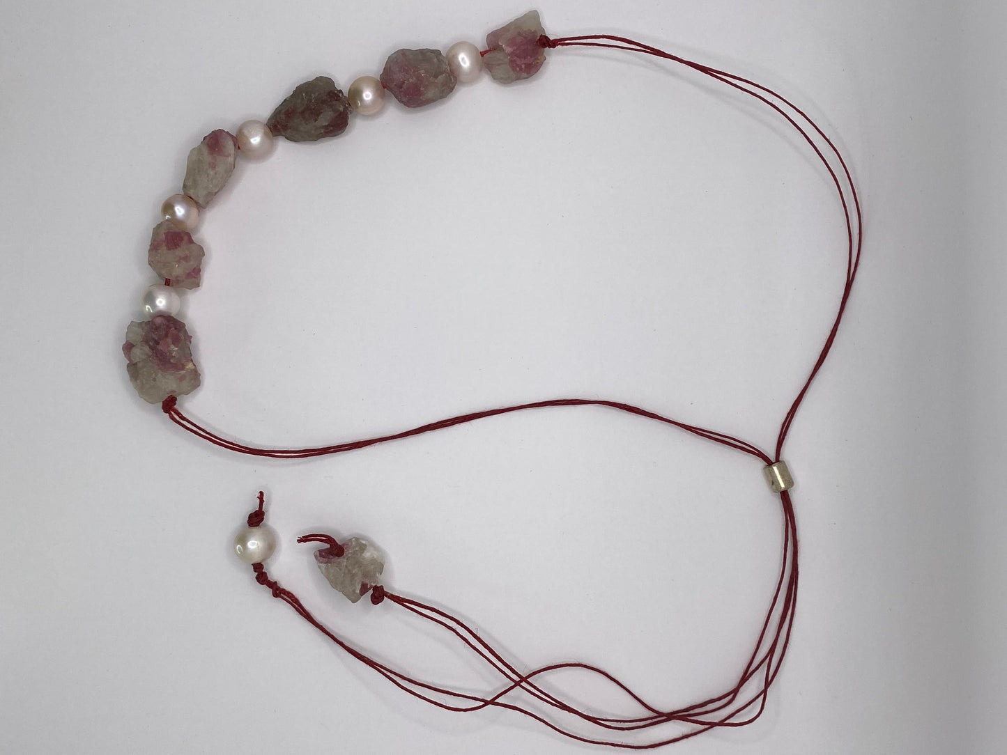Pink Tourmaline and Pearl Necklace