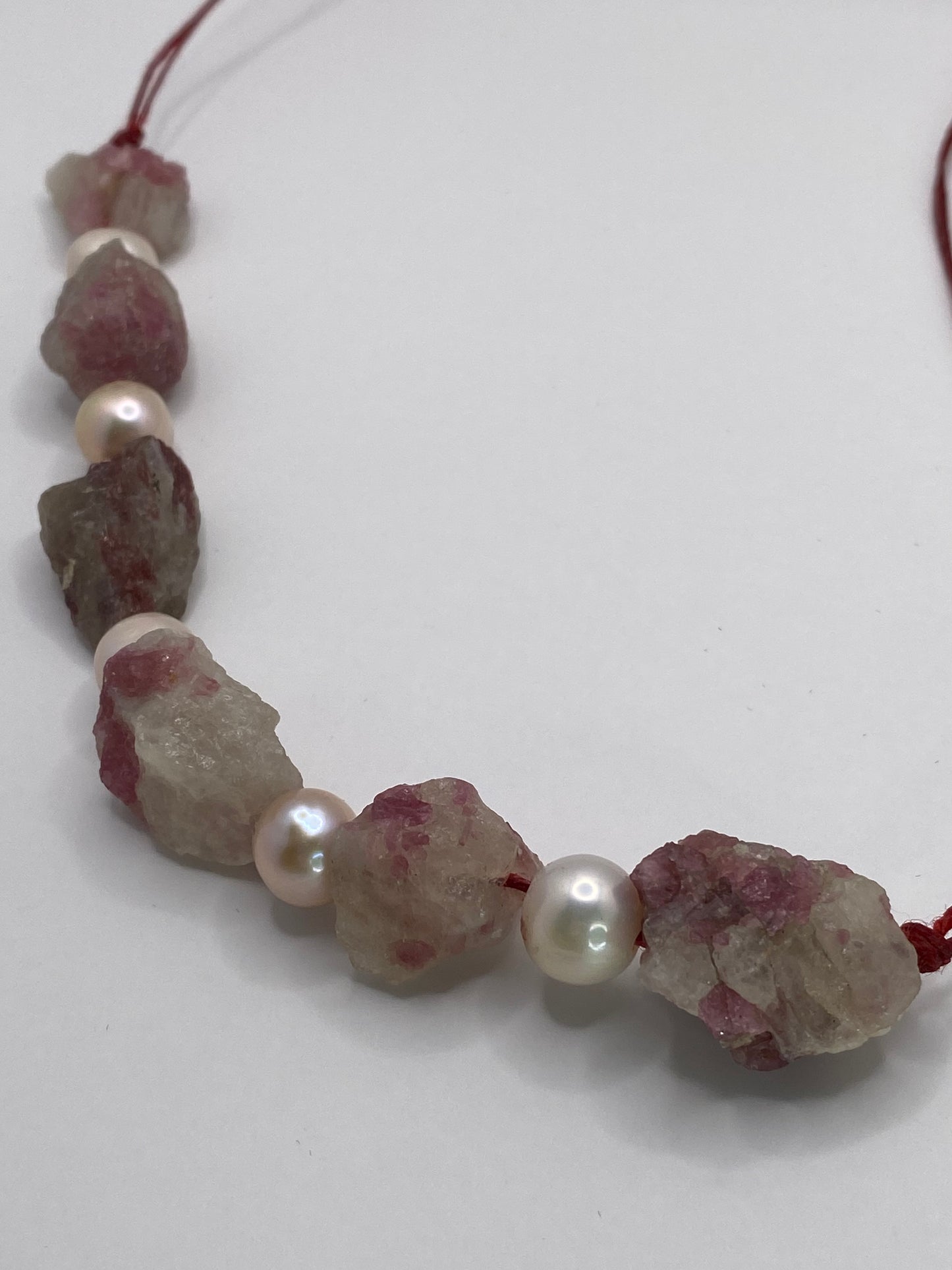Pink Tourmaline and Pearl Necklace