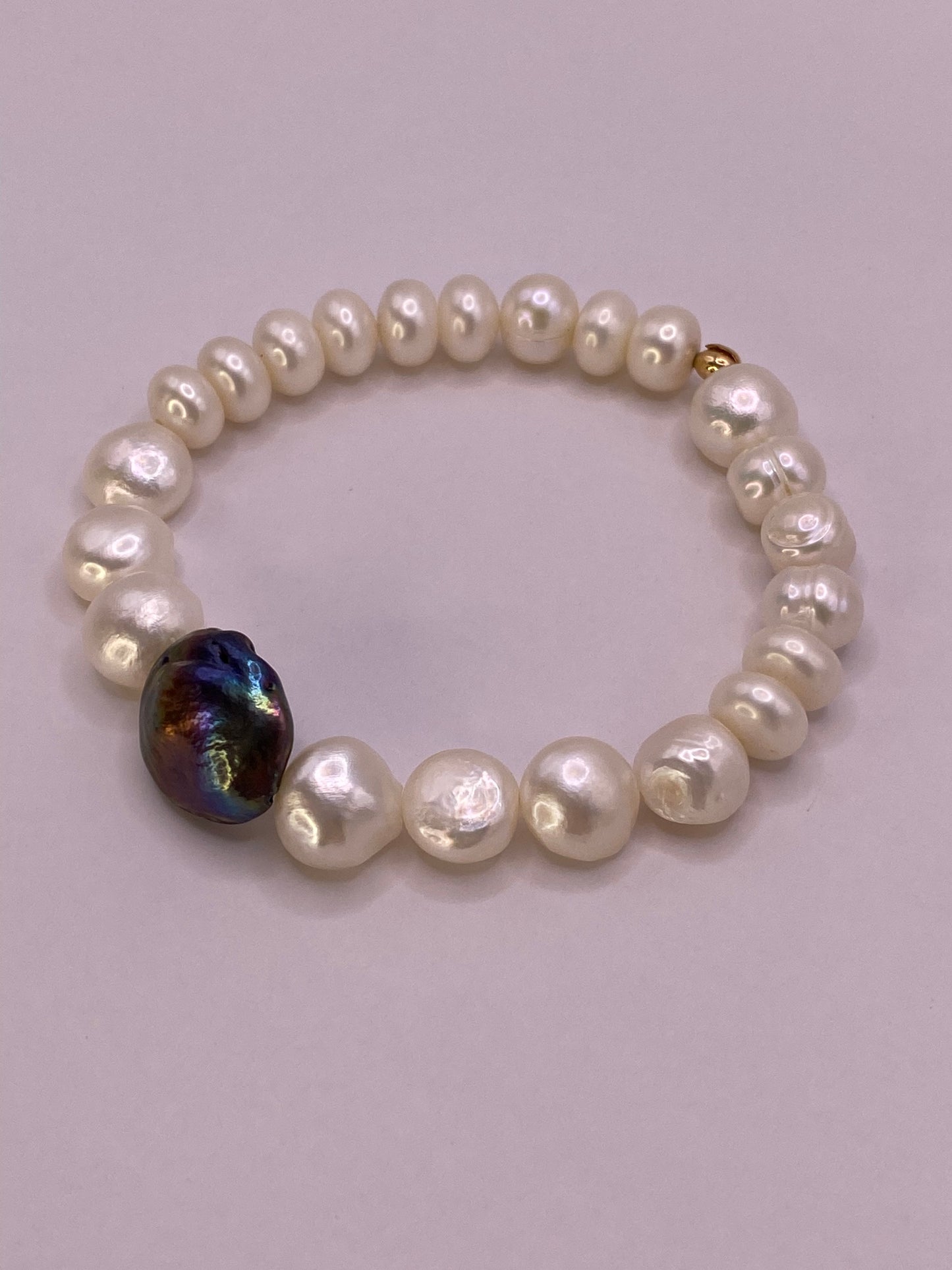Potato Pearl Bracelet with Abalone Coin