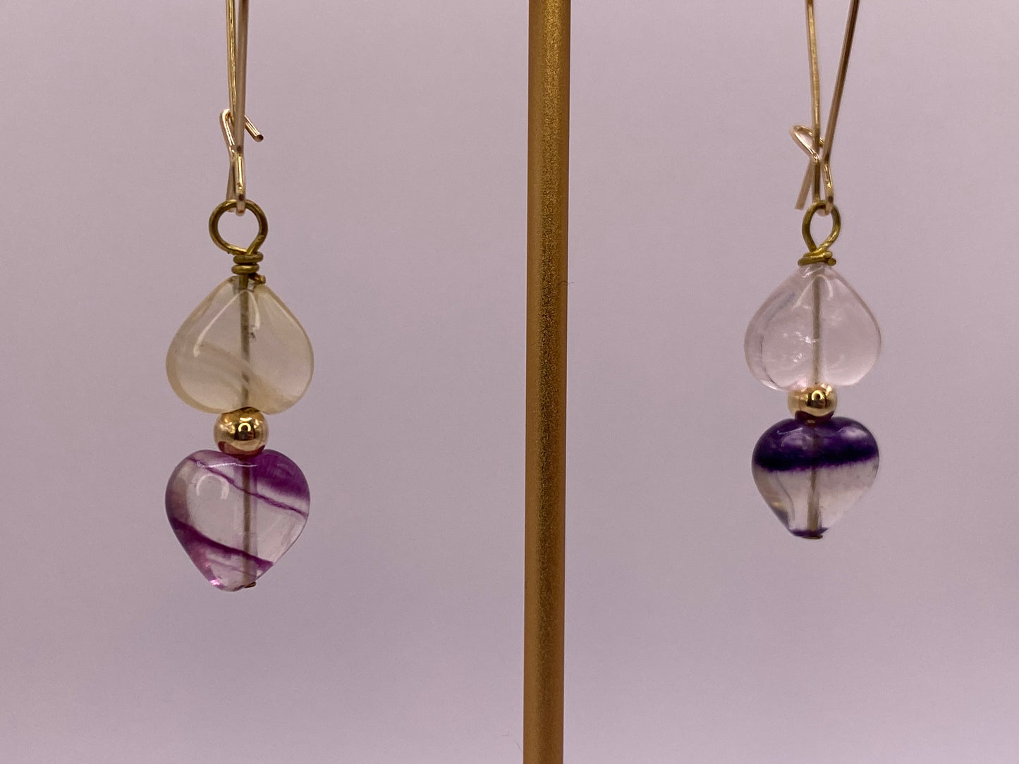 Purple and Green Fluorite Earrings