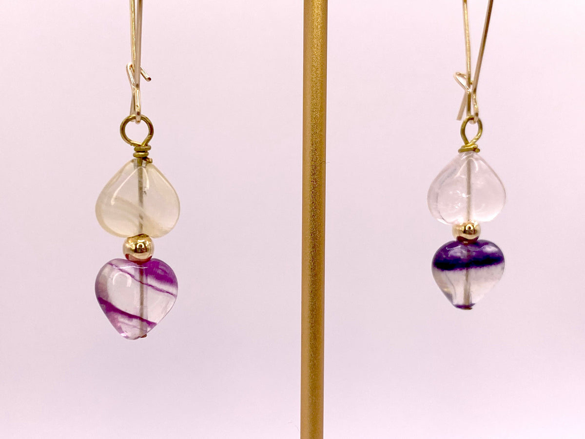 Purple and Green Fluorite Earrings