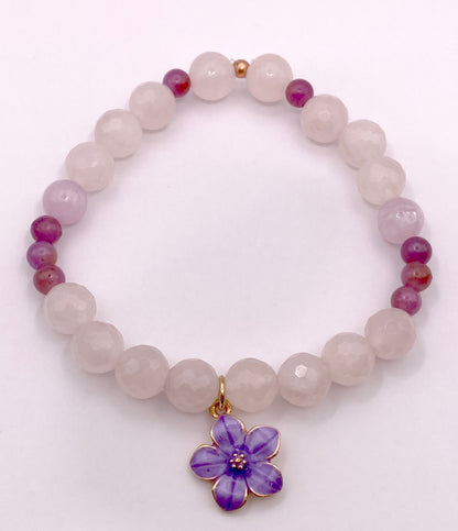 Purple Flower Charm Bracelet