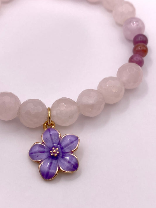 Purple Flower Charm Bracelet