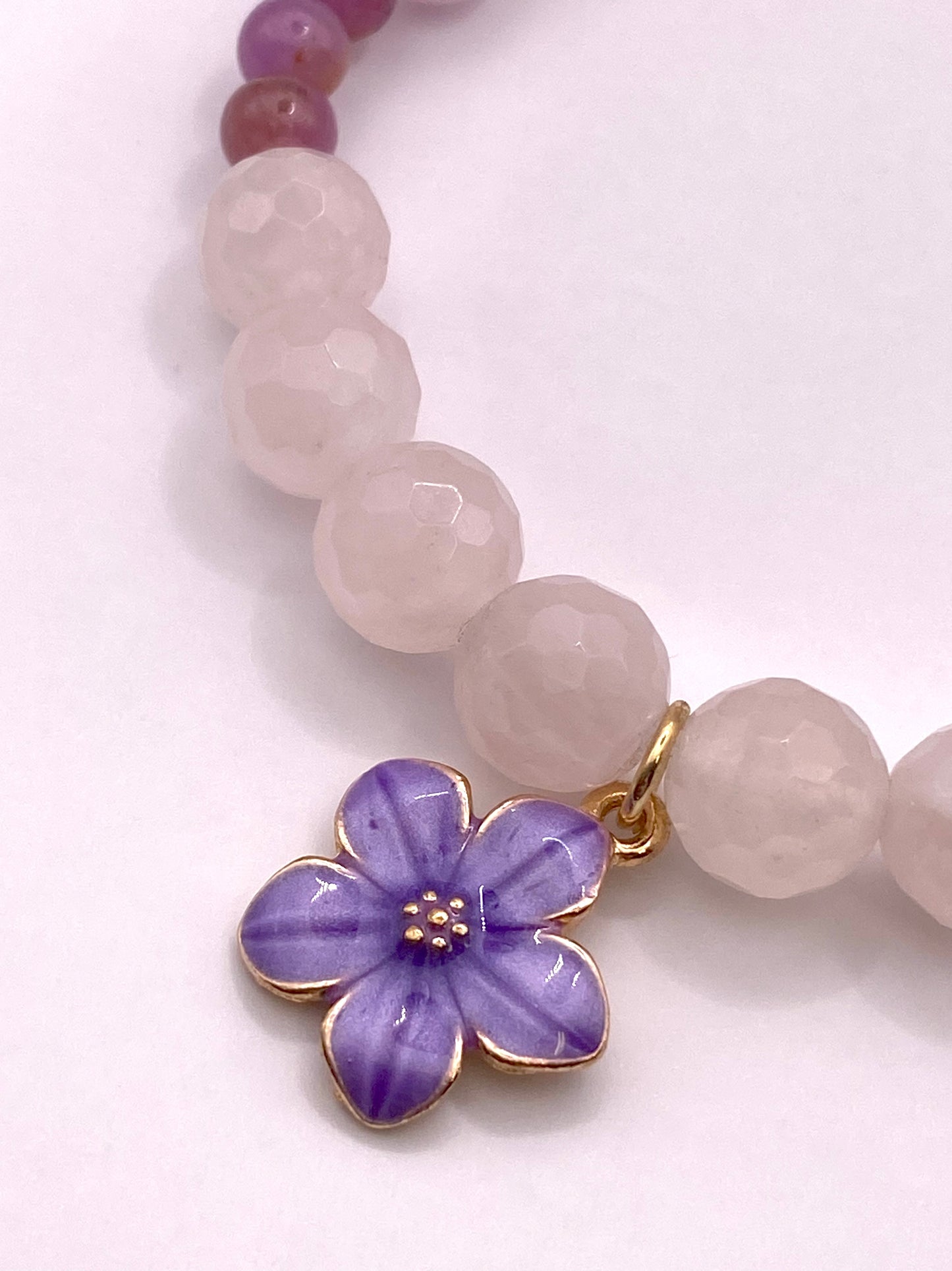 Purple Flower Charm Bracelet