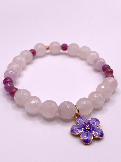 Purple Flower Charm Bracelet