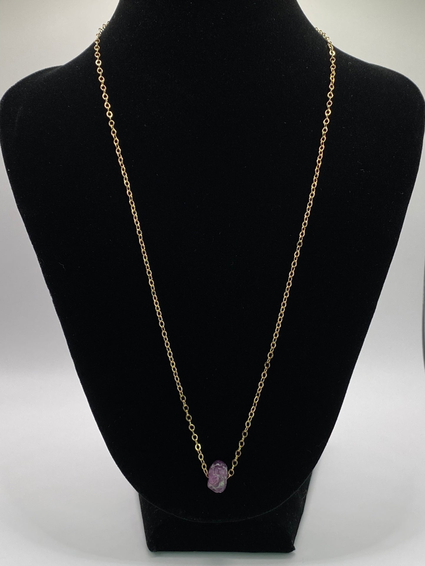 Raw Ruby Pendant Necklace