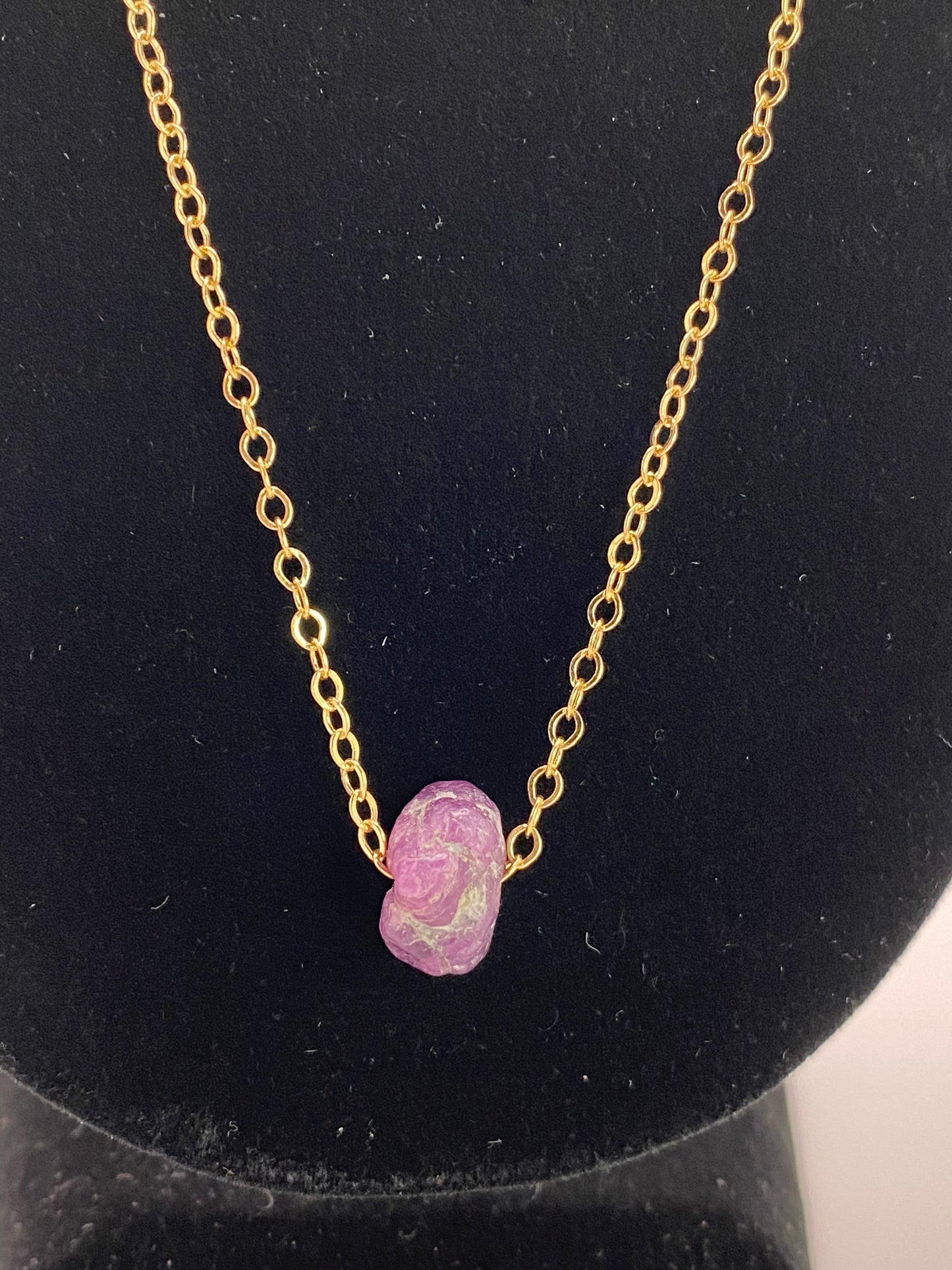 Raw Ruby Pendant Necklace