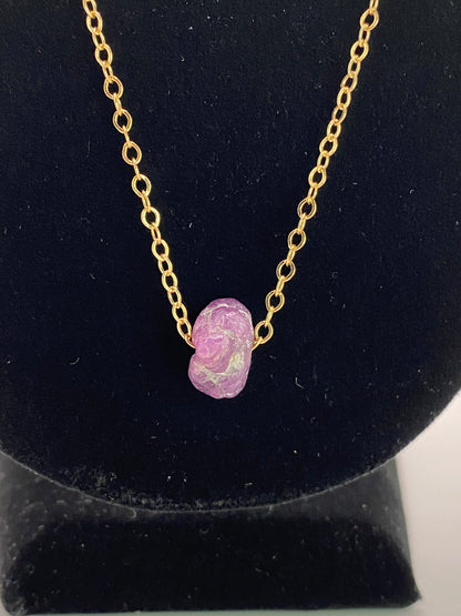 Raw Ruby Pendant Necklace