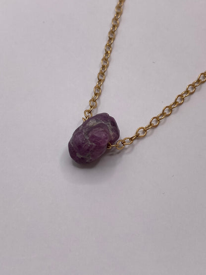 Raw Ruby Pendant Necklace