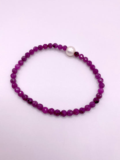 Ruby and Pearl Necklace and Bracelet Set