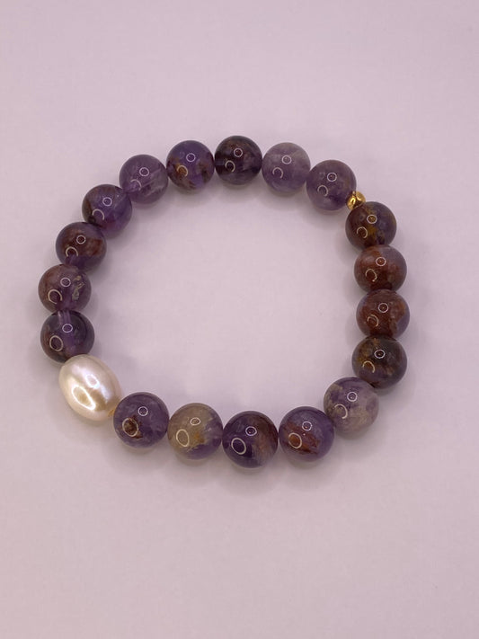 Super Seven and Pearl Beaded Bracelet
