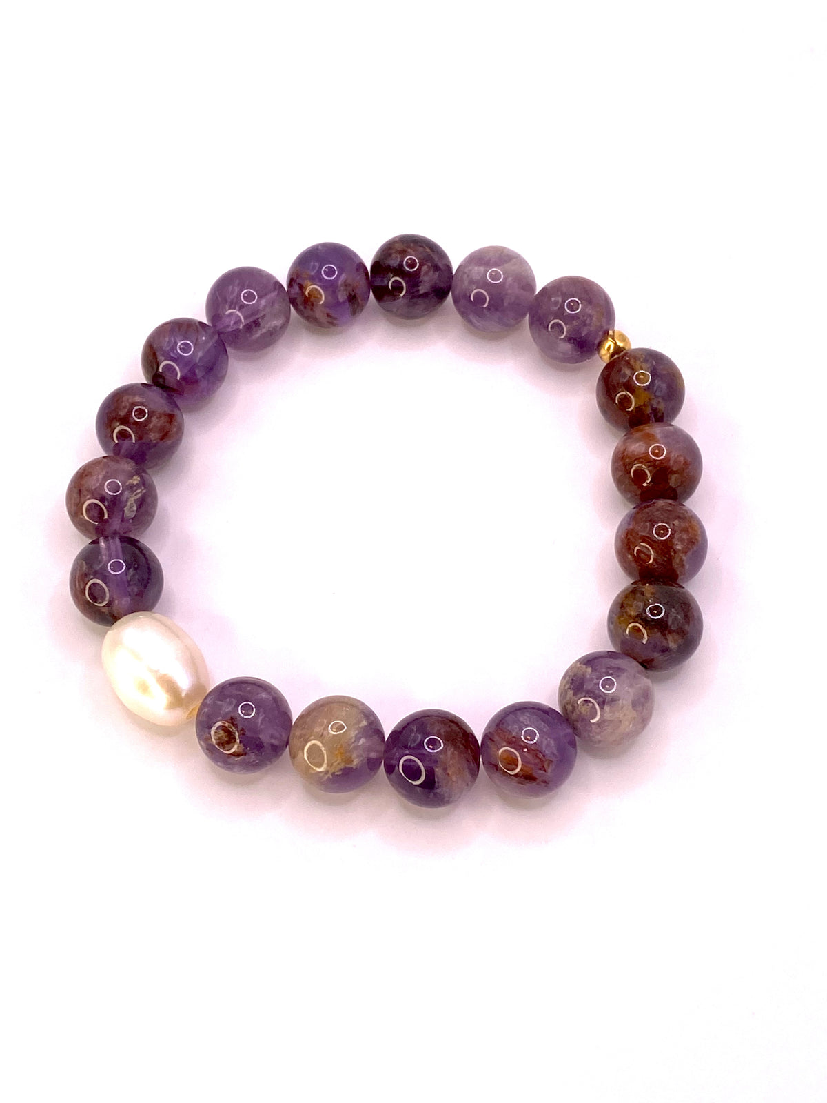 Super Seven and Pearl Beaded Bracelet