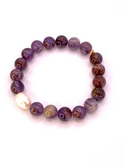 Super Seven and Pearl Beaded Bracelet